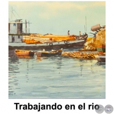 Trabajando en el río - Obra de Emili Aparici